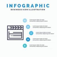 American Movie Usa Video Line icon with 5 steps presentation infographics Background vector