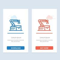 Automated Robotic Arm Technology  Blue and Red Download and Buy Now web Widget Card Template vector