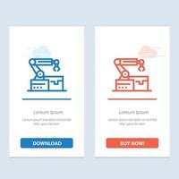 Automated Robotic Arm Technology  Blue and Red Download and Buy Now web Widget Card Template vector