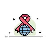 Care Ribbon Globe World  Business Flat Line Filled Icon Vector Banner Template