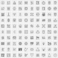 Pack of 100 Universal Line Icons for Mobile and Web vector