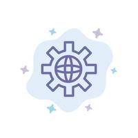 World Globe Setting Technical Blue Icon on Abstract Cloud Background vector