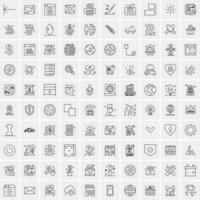 Pack of 100 Universal Line Icons for Mobile and Web vector