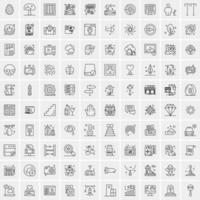 Pack of 100 Universal Line Icons for Mobile and Web vector