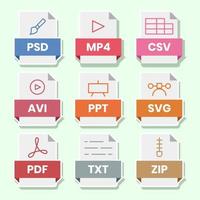 Document file psd mp4 csv avi ppt svg pdf txt zip vector