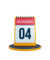 November Realistic Desk Calendar Icon 3D Illustration Date November 04 png