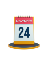 novembre calendrier de bureau réaliste icône illustration 3d date 24 novembre png