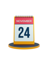 november realistisch bureau kalender icoon 3d illustratie datum november 24 png