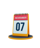 novembre realistico scrivania calendario icona 3d illustrazione Data novembre 07 png