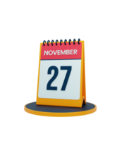 novembre realistico scrivania calendario icona 3d illustrazione Data novembre 27 png