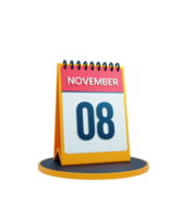 november realistisch bureau kalender icoon 3d illustratie datum november 08 png