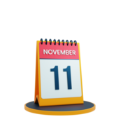 novembre calendrier de bureau réaliste icône 3d illustration date 11 novembre png