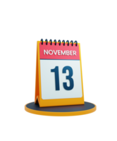 novembre realistico scrivania calendario icona 3d illustrazione Data novembre 13 png