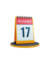 november realistisches tischkalendersymbol 3d-illustration datum 17. november png