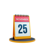 novembre realistico scrivania calendario icona 3d illustrazione Data novembre 25 png