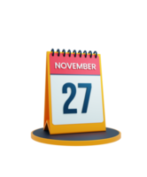 novembre realistico scrivania calendario icona 3d illustrazione Data novembre 27 png