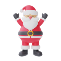 3d render of cartoon character santa claus isolated on white background. Merry Christmas and New Year. png