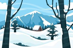 fondo de paisaje de invierno con paisaje de montaña vector