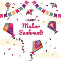Makar Sankranti Concept with Colorful Kites vector