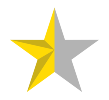 3d zichtbaar van de vijf, 5 ster teken. ster beoordeling icoon symbool voor pictogram, appjes, website of grafisch ontwerp element. illustratie van de beoordeling 0, 5 ster. formaat PNG