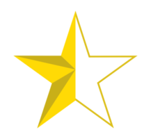 3d visivo di il cinque, 5 stella cartello. stella valutazione icona simbolo per pittogramma, app, sito web o grafico design elemento. illustrazione di il valutazione 0, 5 stella. formato png