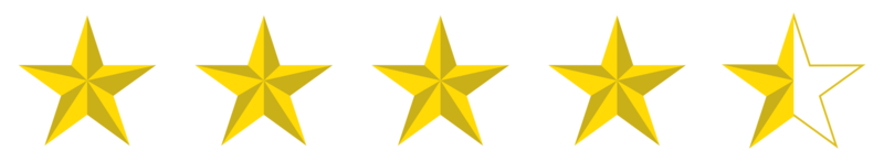 Visual 3D dos cinco, signo de 5 estrelas. símbolo de ícone de classificação por estrelas para pictograma, aplicativos, site ou elemento de design gráfico. ilustração da classificação 4, 5 estrelas. formato png