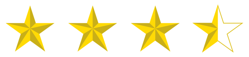Visual 3D dos cinco, signo de 5 estrelas. símbolo de ícone de classificação por estrelas para pictograma, aplicativos, site ou elemento de design gráfico. ilustração da classificação 3, 5 estrelas. formato png