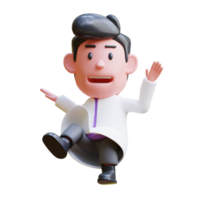 3d rendering of cute flying scientist character illustration png