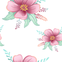 rosa schöne Blumen, Muster im Boho-Cartoon-Stil, nahtloses Muster png