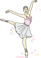 Balletttänzerin mit durchgehender Strichzeichnung in rosa Farbe. Tanztrend-Logo. Einzeiliger Stil. png