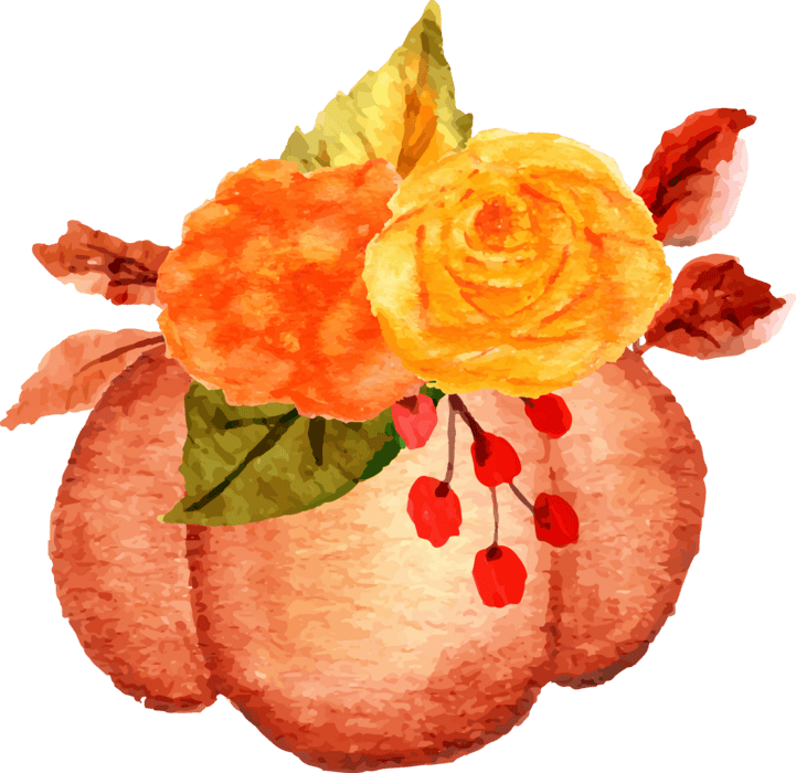 watercolor pumpkin with flower 13166425 PNG