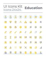 Distance learning platform flat gradient two-color ui icons set. Educational software for students. Vector isolated RGB pictograms. GUI, UX design for web, mobile.