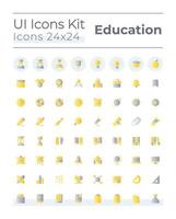 Distance learning platform flat gradient two-color ui icons set. Educational software for students. Vector isolated RGB pictograms. GUI, UX design for web, mobile.