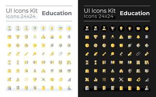 iconos de interfaz de usuario de dos colores de gradiente plano de educación a distancia configurados para modo oscuro y claro. e-learning para estudiantes. pictogramas rgb aislados vectoriales. gui, diseño ux para web, móvil. vector