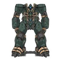 Mecha robot green made with arms body leg arms illustration vector