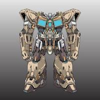 mecha robot builded by head arm body leg weapon illustration vector