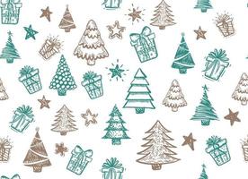 Tree, Gift boxes, star set, hand drawn illustrations. vector