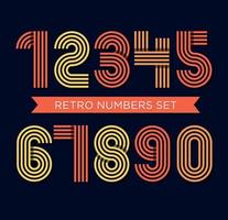 Retro stripes funky numbers set,trendy elegant retro style design. vector