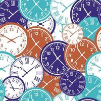 Clock seamless pattern. Color texture of time. vector