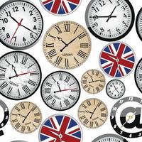 Clock seamless pattern on white vector