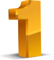 3d golden number 1 png