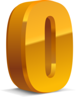 3d golden number 0 png