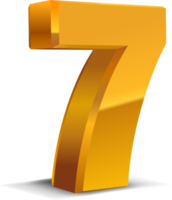 3d golden number 7 png