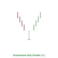 Gravestone Doji Candle - Green and Red - Square vector