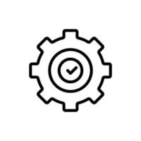 Gear line icon illustration with check mark. suitable for complete repair icon. icon illustration related repair, maintenance. Simple vector design editable