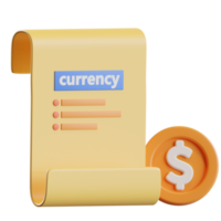 illustrazione 3d di valuta png