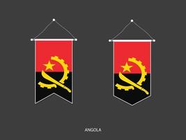 Angola flag in various shape, Soccer Flag Pennant Vector ,Vector illustration.