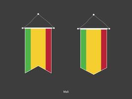 Mali flag in various shape, Soccer Flag Pennant Vector ,Vector illustration.