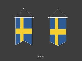 Sweden flag in various shape, Soccer Flag Pennant Vector ,Vector illustration.