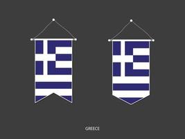 bandera de grecia en varias formas, vector de banderín de bandera de fútbol, ilustración vectorial.